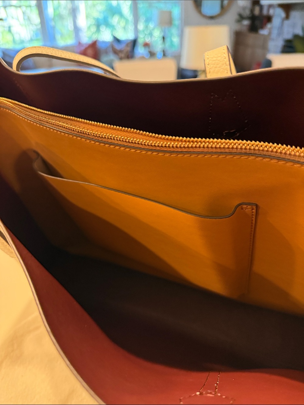 Tory Burch Cream Leather Tote with Tan Interior - Picture 5 of 5